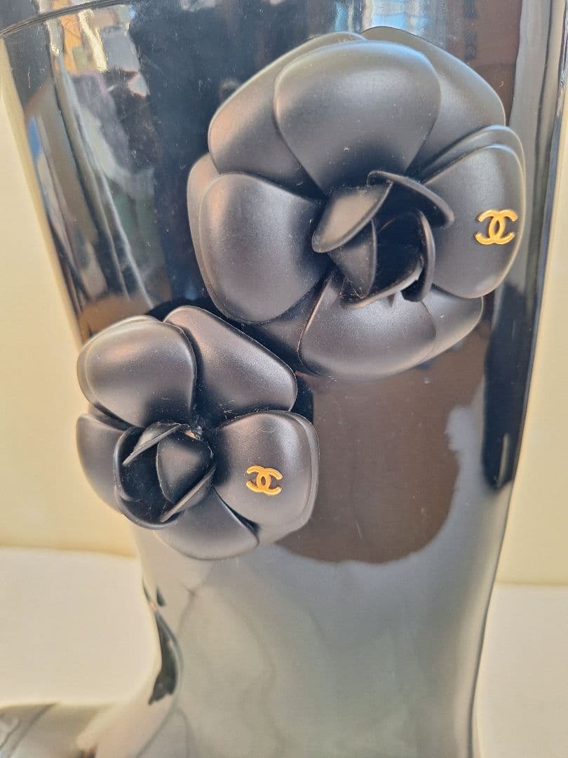 シャネル カメリア レインブーツ 39 CHANEL