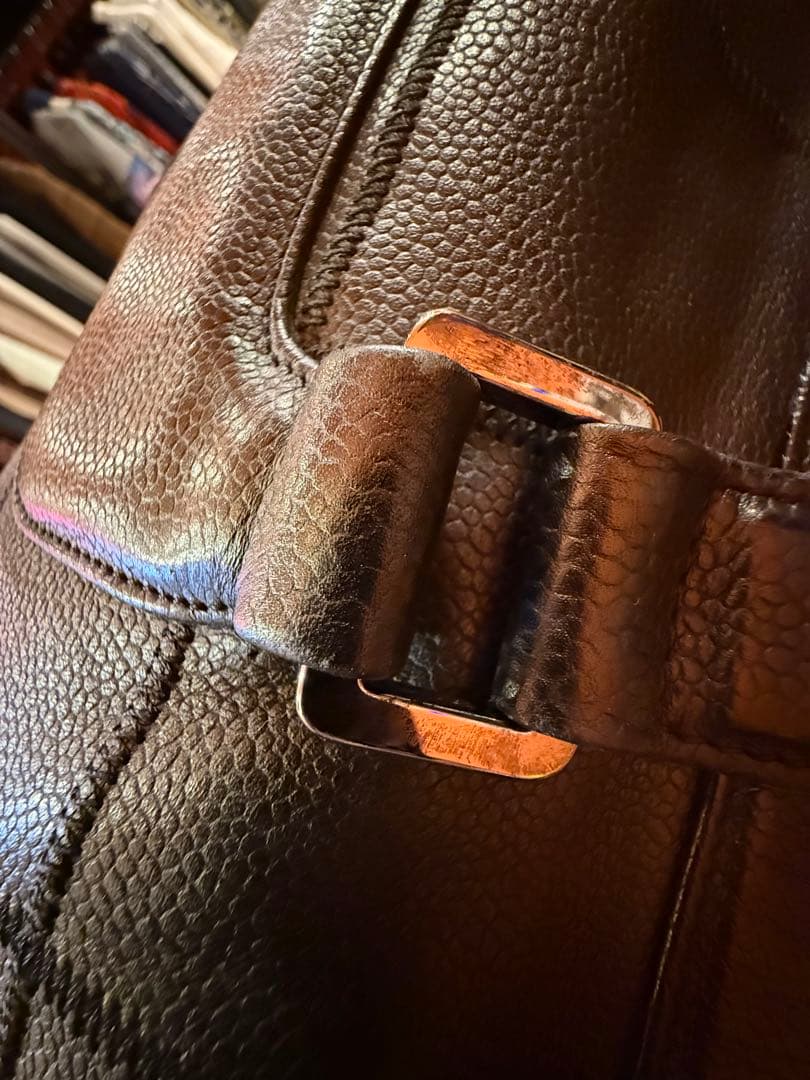 美品　CHANEL キャビアスキン ボストンバッグブラック