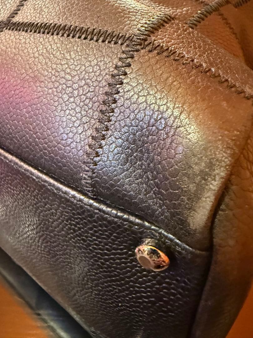 美品　CHANEL キャビアスキン ボストンバッグブラック