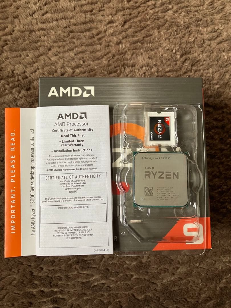 AMD Ryzen 9 5950X 16コア 32スレッドCPU