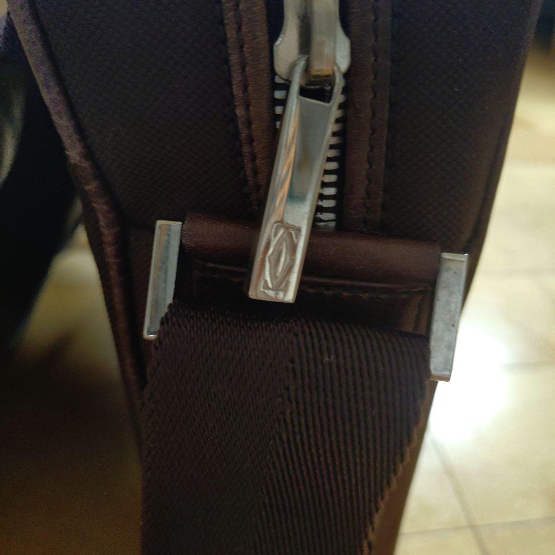 ブラウン レザー キャンバス メッセンジャーバッグ