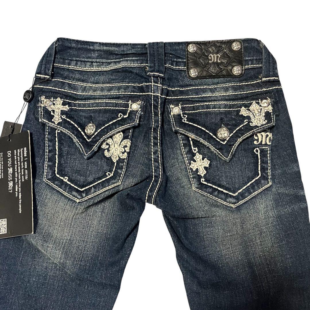 00s MissMe ブーツカットデニム 刺繍 ラインストーン y2k ギャル