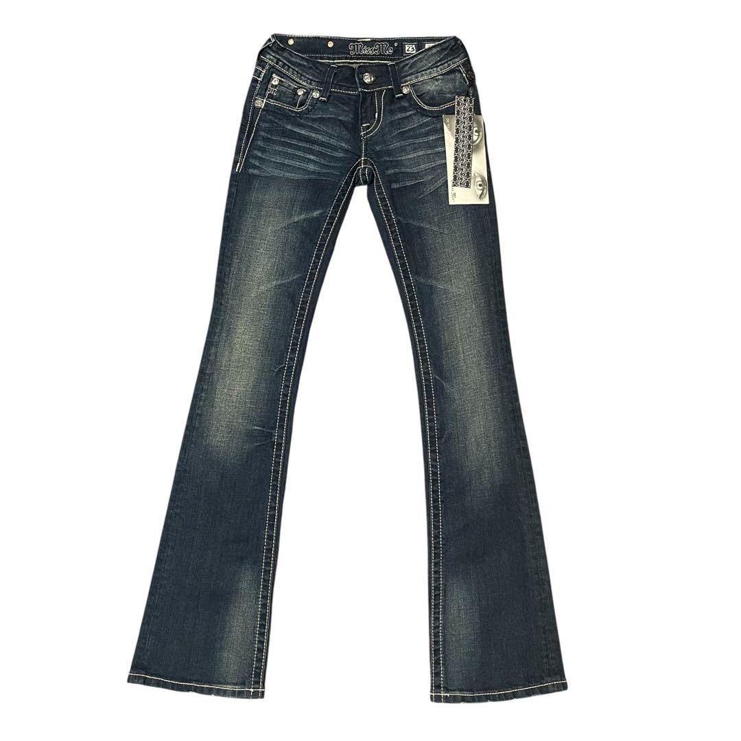 00s MissMe ブーツカットデニム 刺繍 ラインストーン y2k ギャル