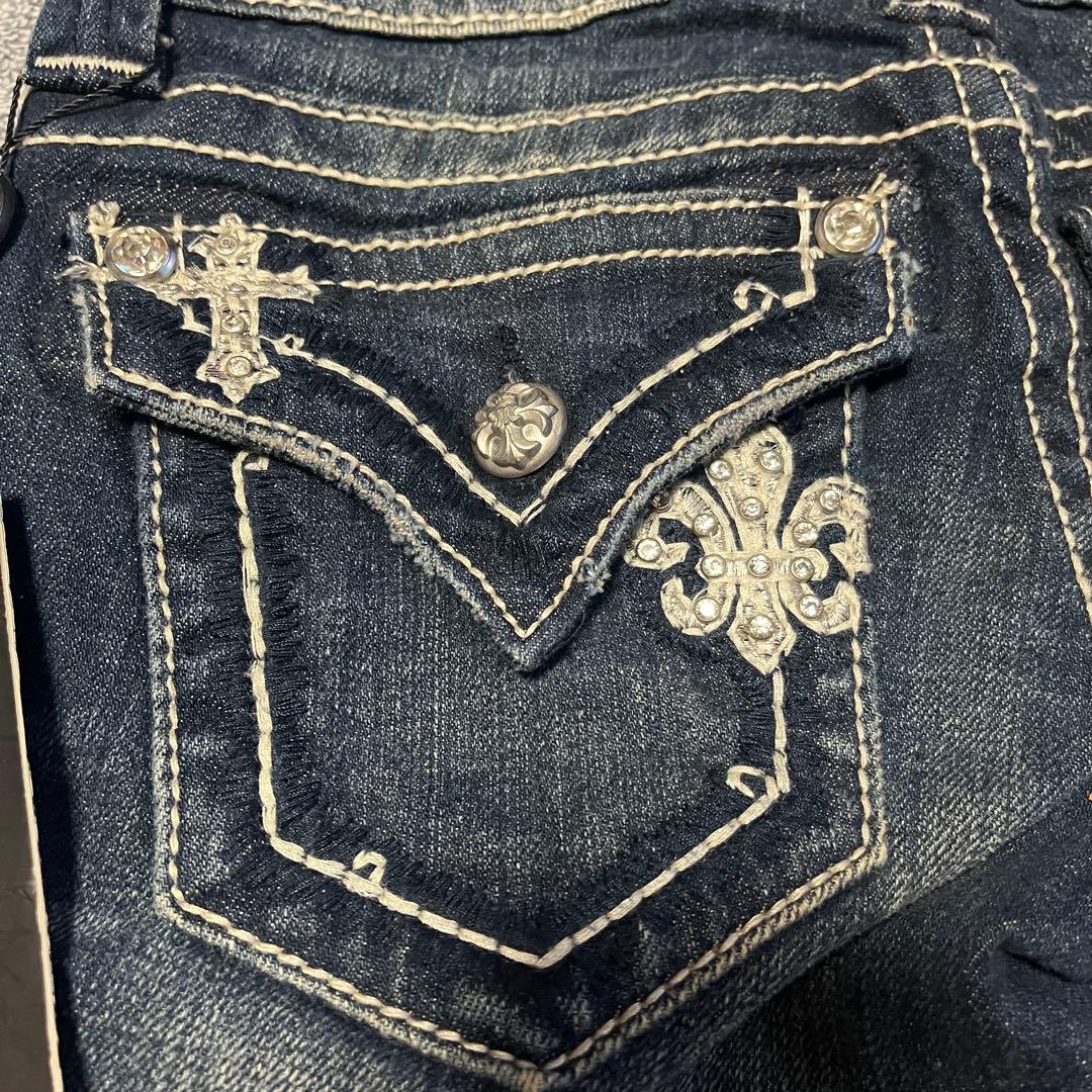 00s MissMe ブーツカットデニム 刺繍 ラインストーン y2k ギャル
