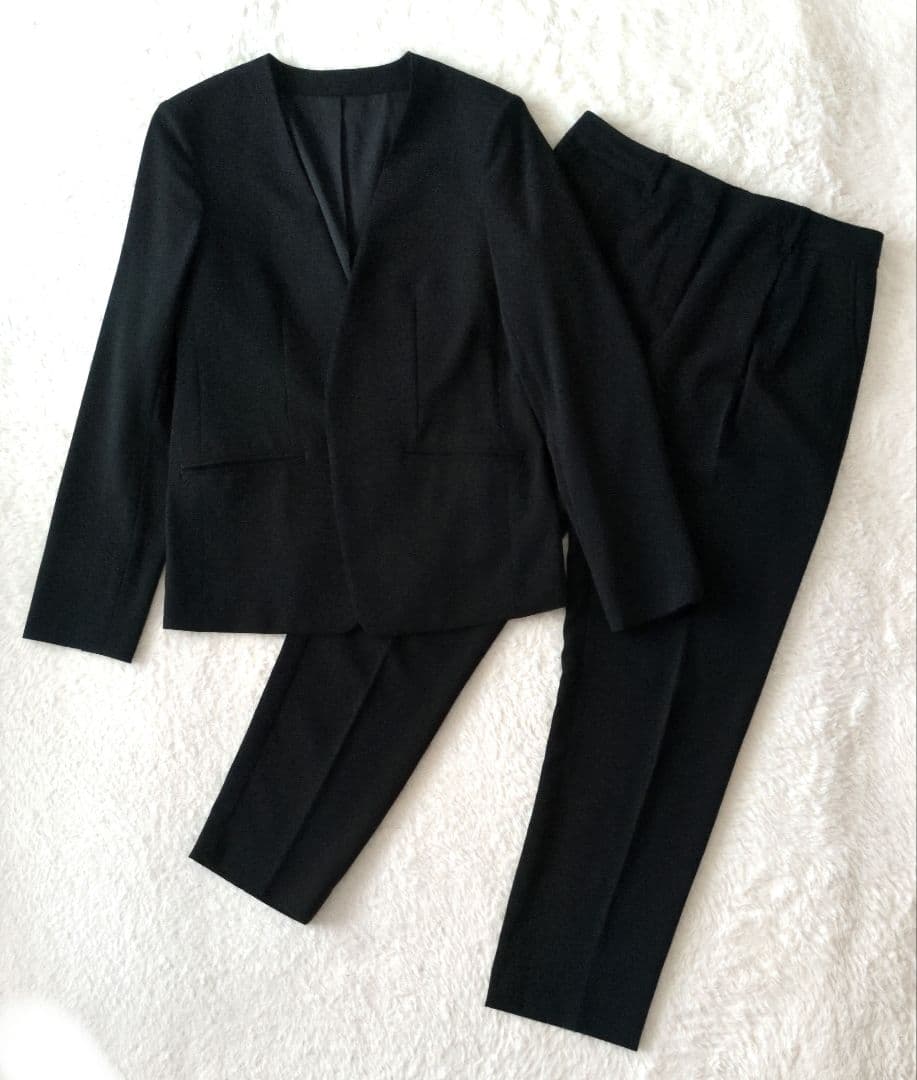 PLST ノーカラージャケット パンツスーツ セットアップ