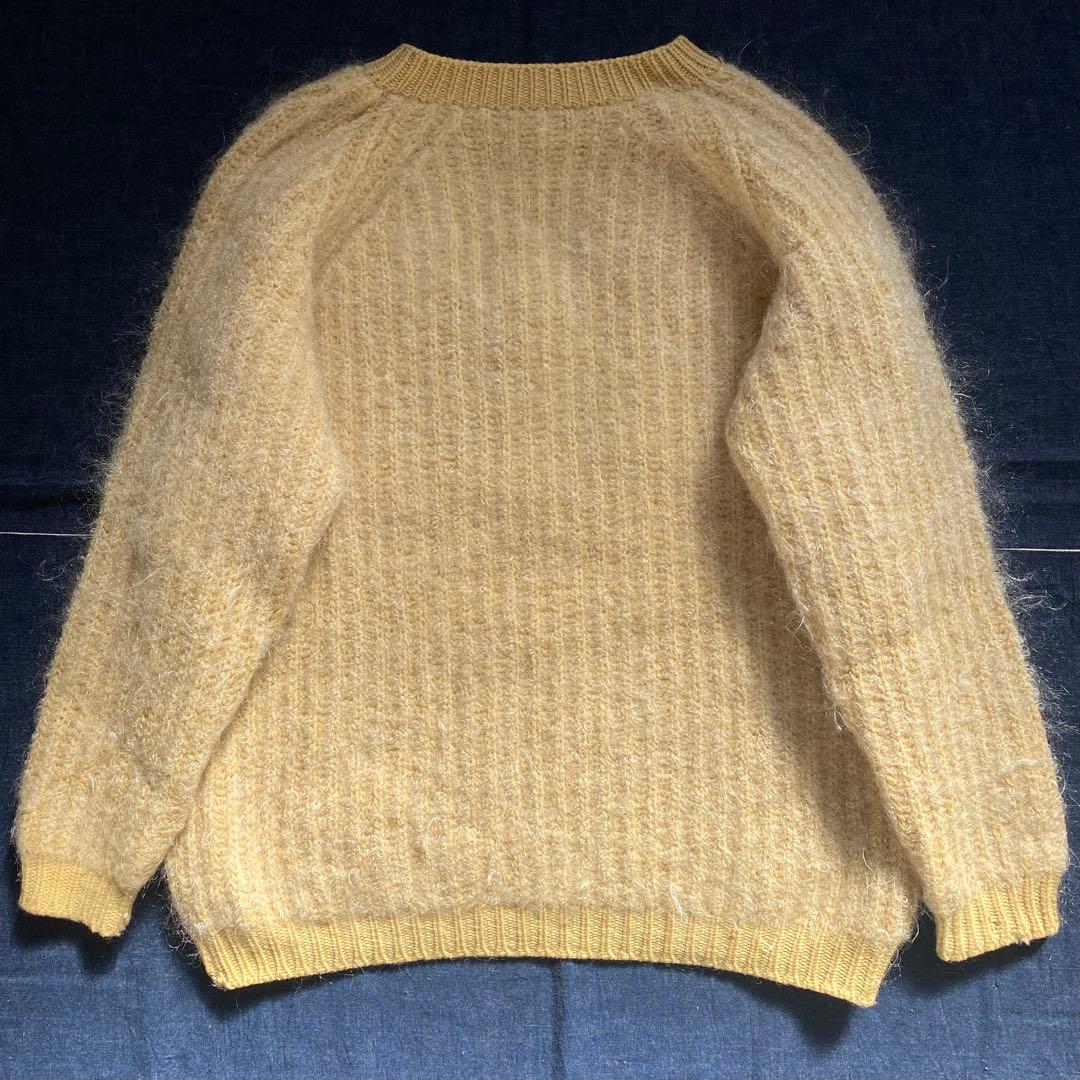 60s ビンテージ モヘア ニット 50s 70s イエロー 毛足長 ふわふわ