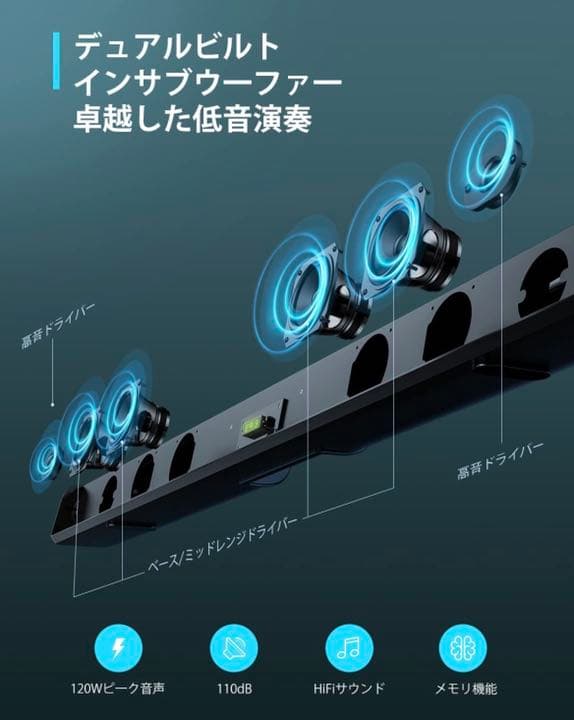 2.0CHテレビ用サウンドバー5.0 Bluetoothサウンドバー6つのEQ