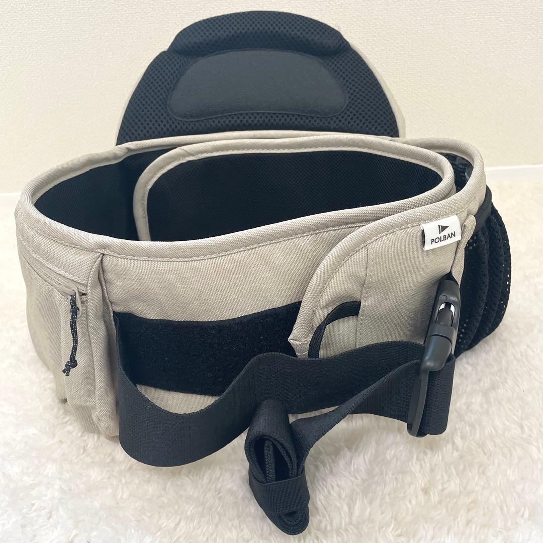 人気色 ポルバン ヒップシート シングルショルダー セット 抱っこ紐 ベージュ