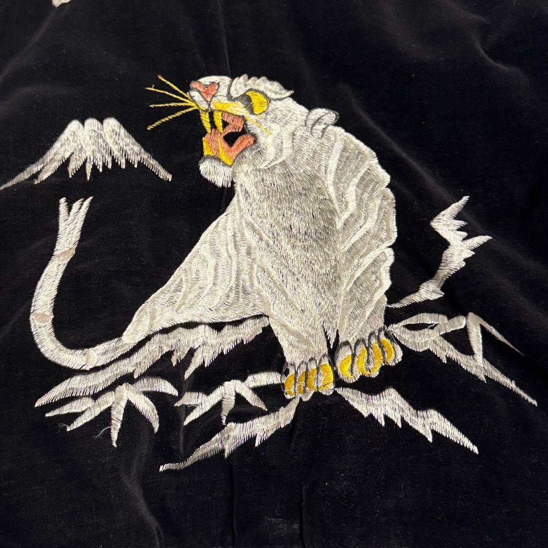 50s 別珍 白虎 鷹 スカジャン ブラック ブルー Vintage
