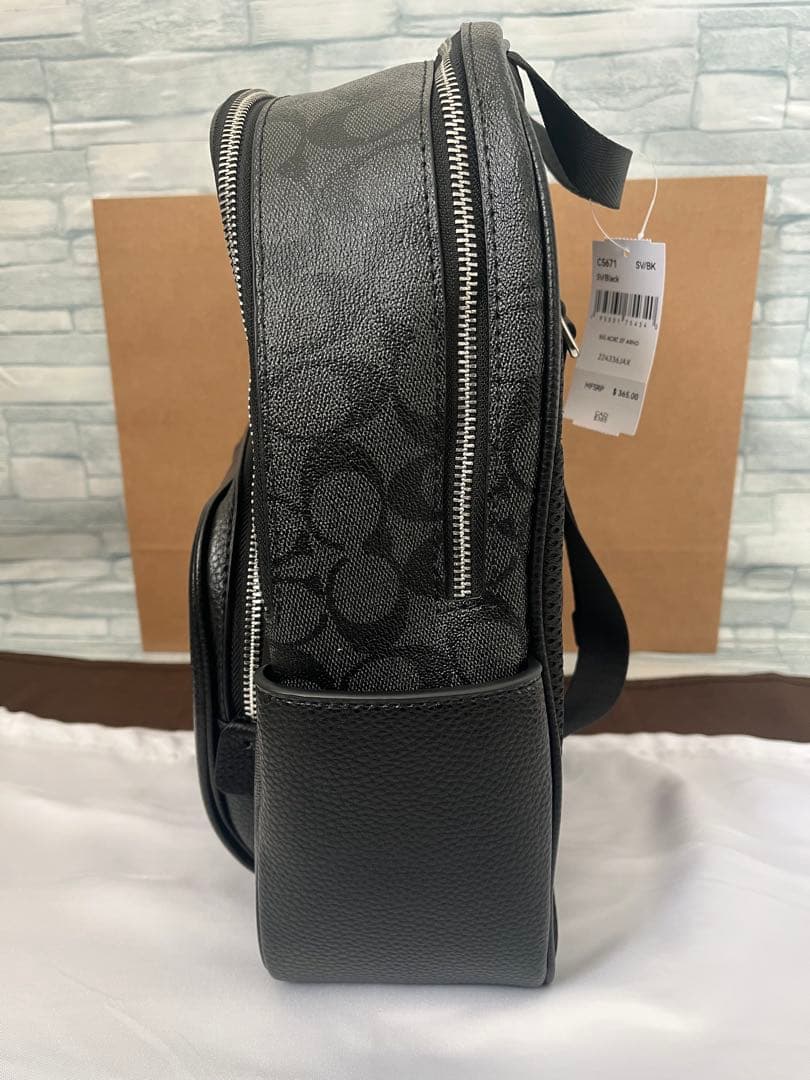 ★新品未使用★コーチ シグネチャーレザー ブラック リュック バックパック