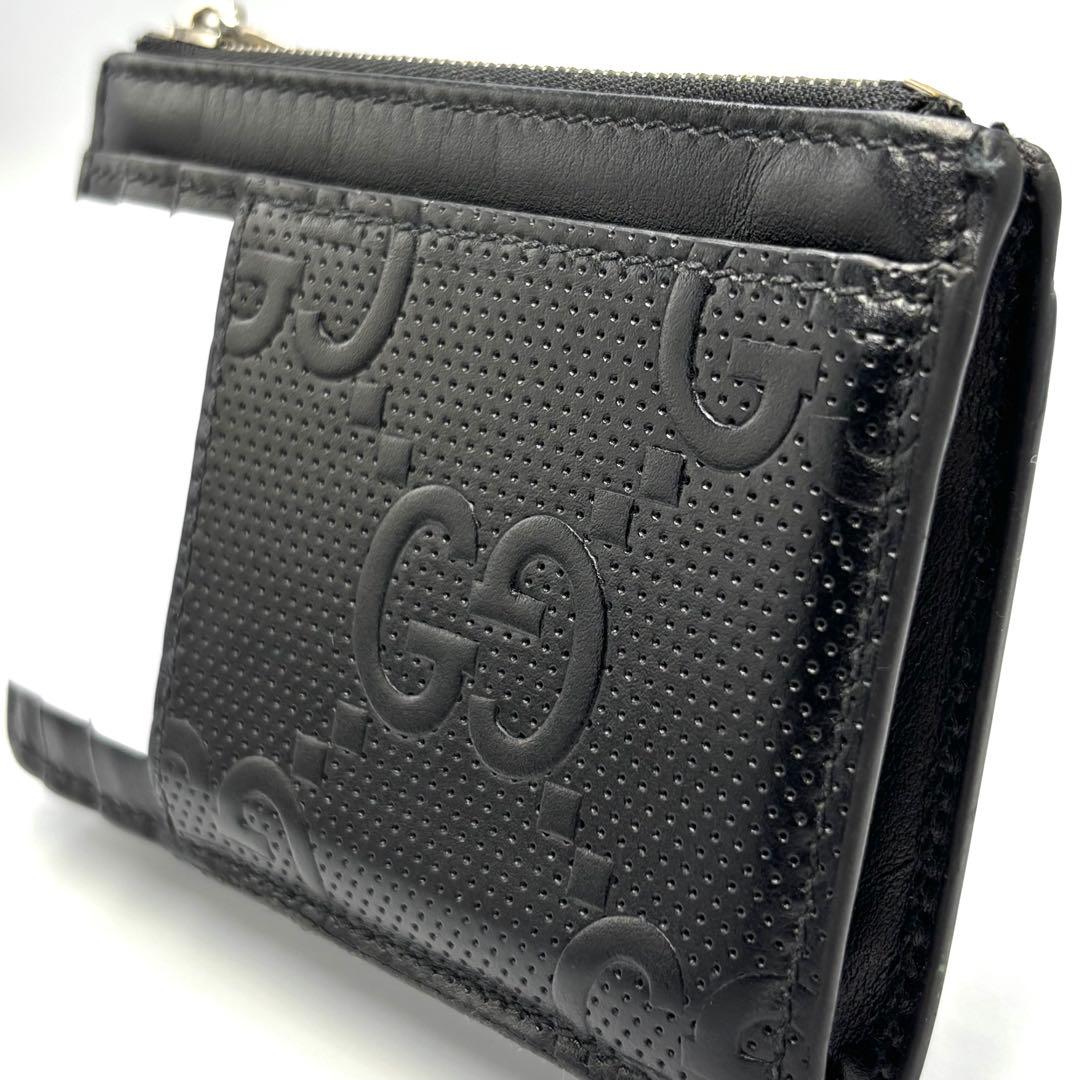 美品　Gucci ブラック GGパターンレザー ケース　カードケース