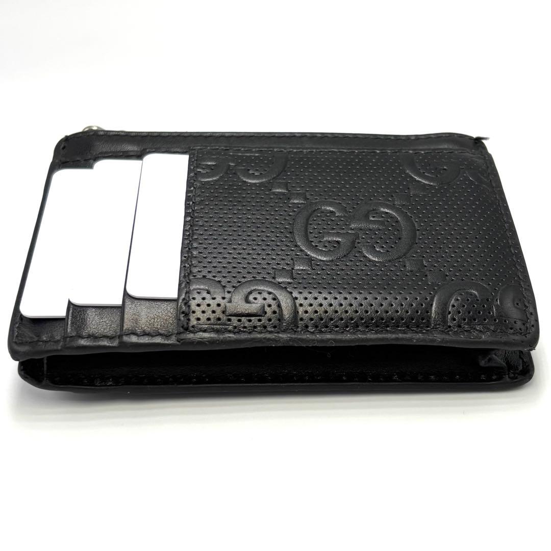美品　Gucci ブラック GGパターンレザー ケース　カードケース