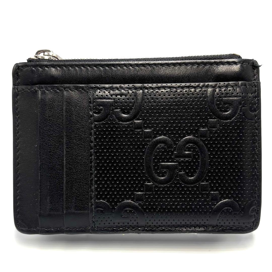 美品　Gucci ブラック GGパターンレザー ケース　カードケース