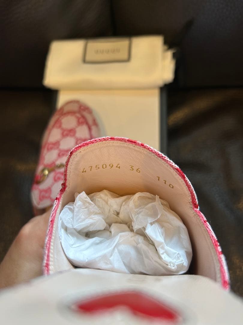 GUCCI ピンク　GGロゴ　プリンスタウン　スリッパ　36