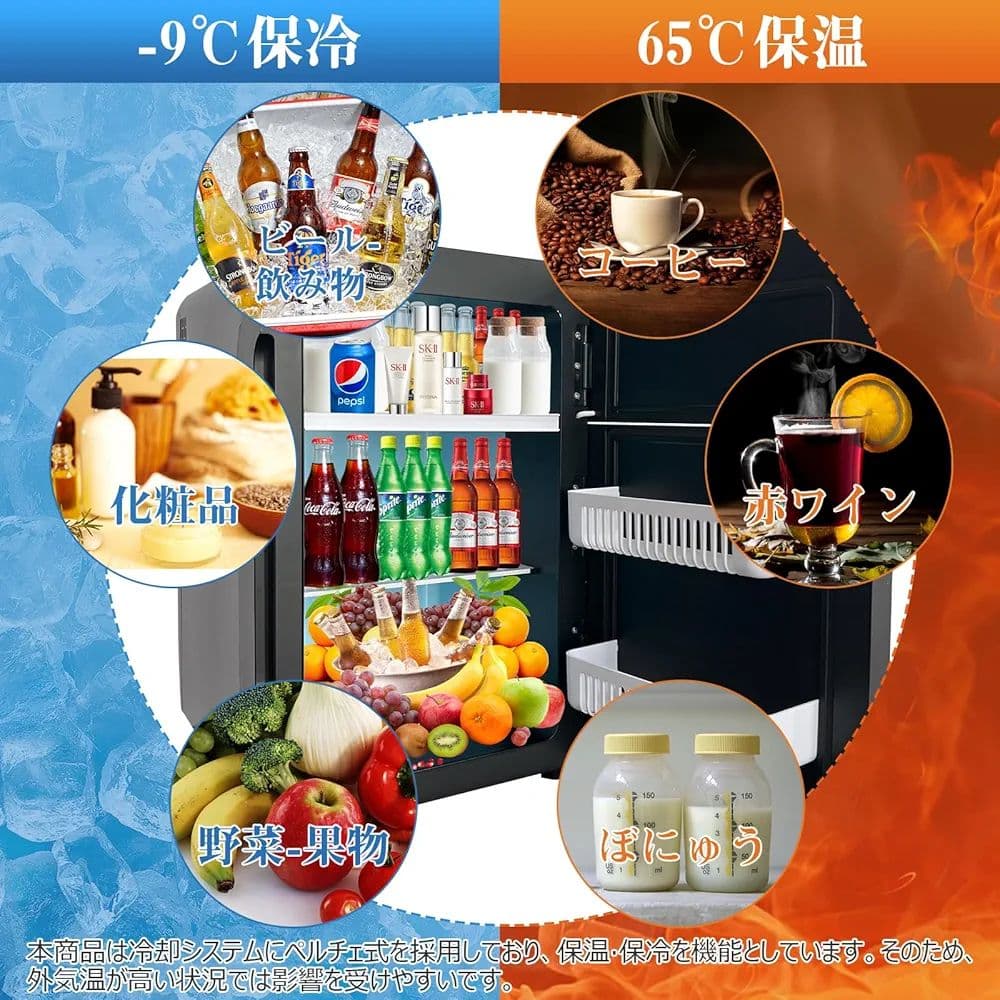 ミニ冷蔵庫 - ワンタッチ操作 - 36cm x 28cm x 45cm