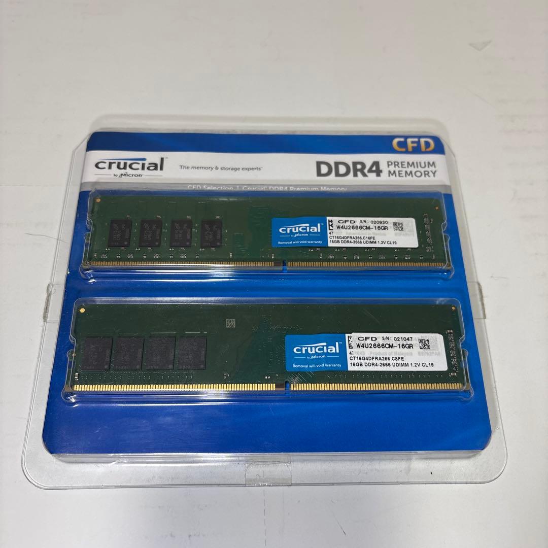 Crucial DDR4 メモリー 16GB ✖️2 CL19