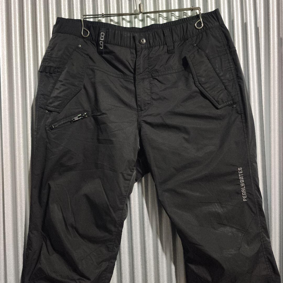 パーリーゲイツ ゴルフ ナイロンパンツ 黒 刺繍ロゴ スポーツ サイズ6