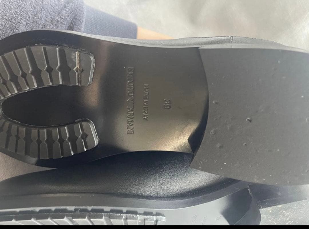 EMPORIO ARMANIサイドゴア本革ショートブーツ黒アルマーニ39