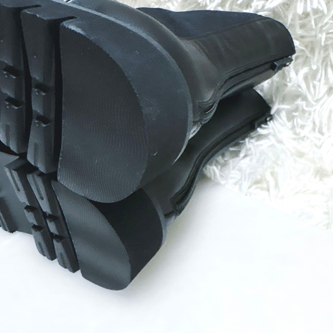 極美品フィットフィットバックジップサイドゴアブーツL 黒ブラックレザー人気定番