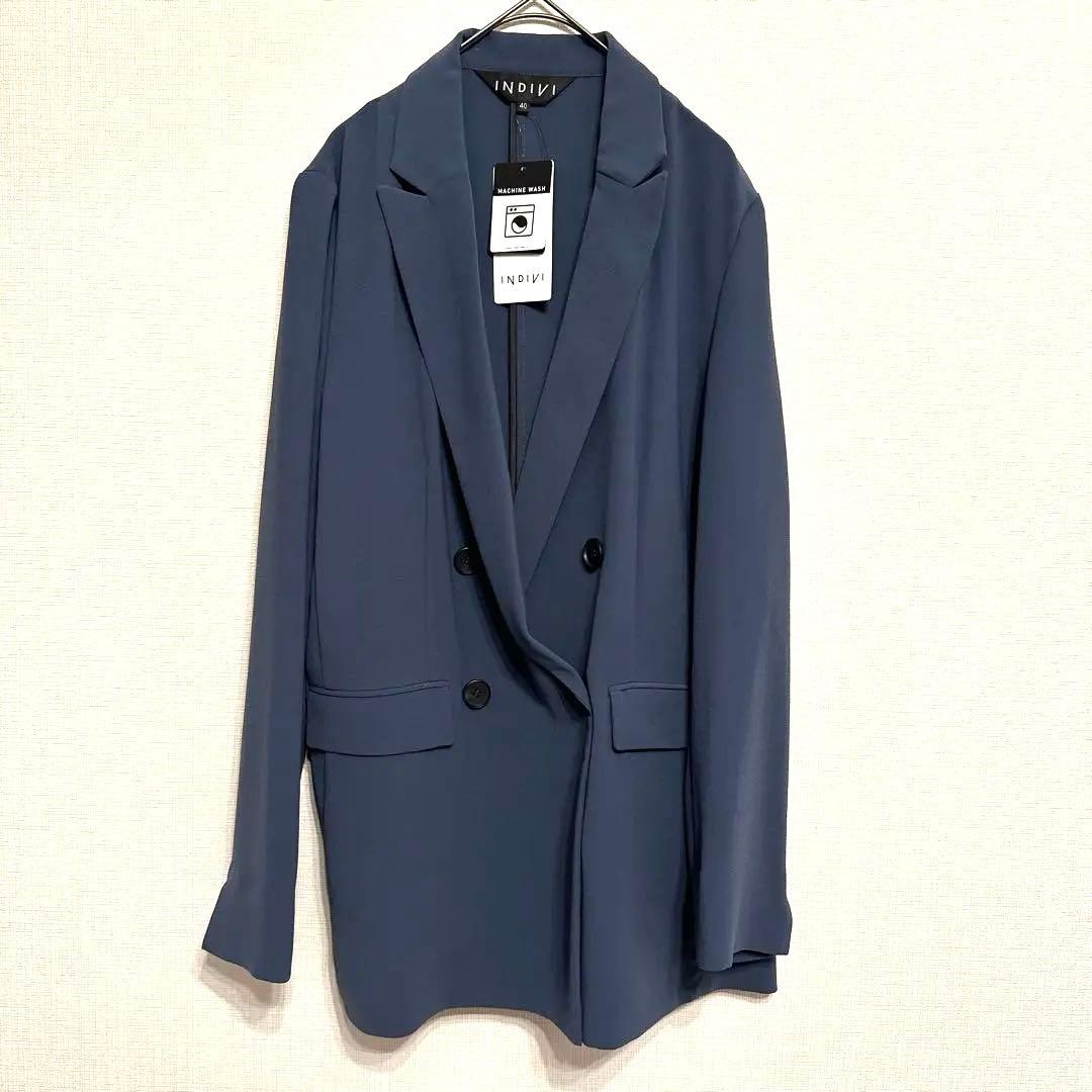 【新品・タグ付き】INDIVI 洗えるセットアップ スーツ ネイビー 40サイズ