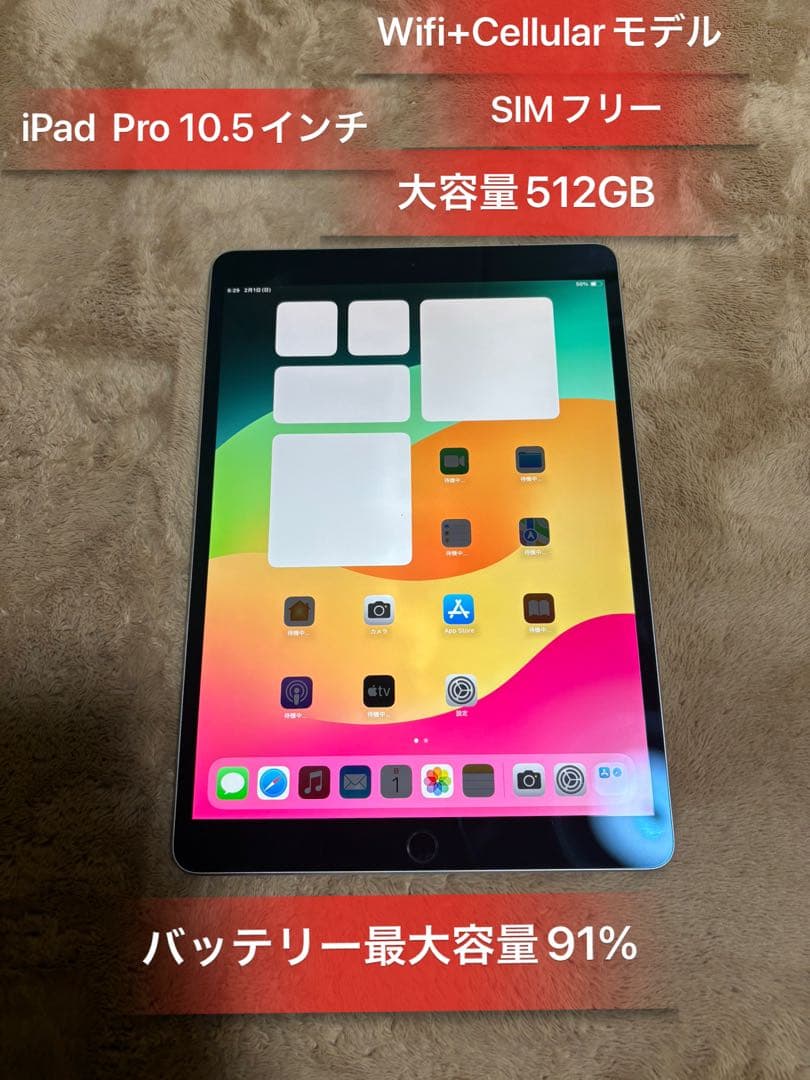 Ipad Pro10.5インチ大容量512GB Wifi+Cellularモデル