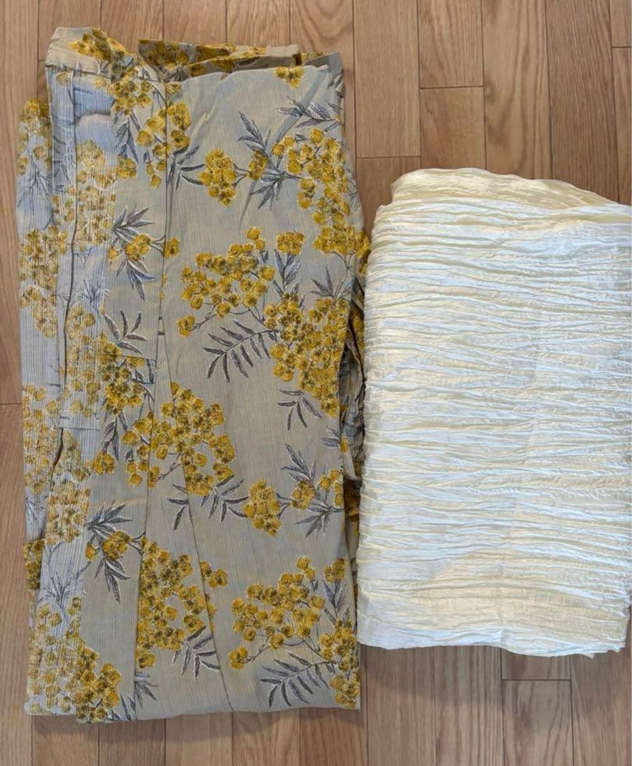 utatane 高級変わり織 浴衣2点セット　黄色のミモザ