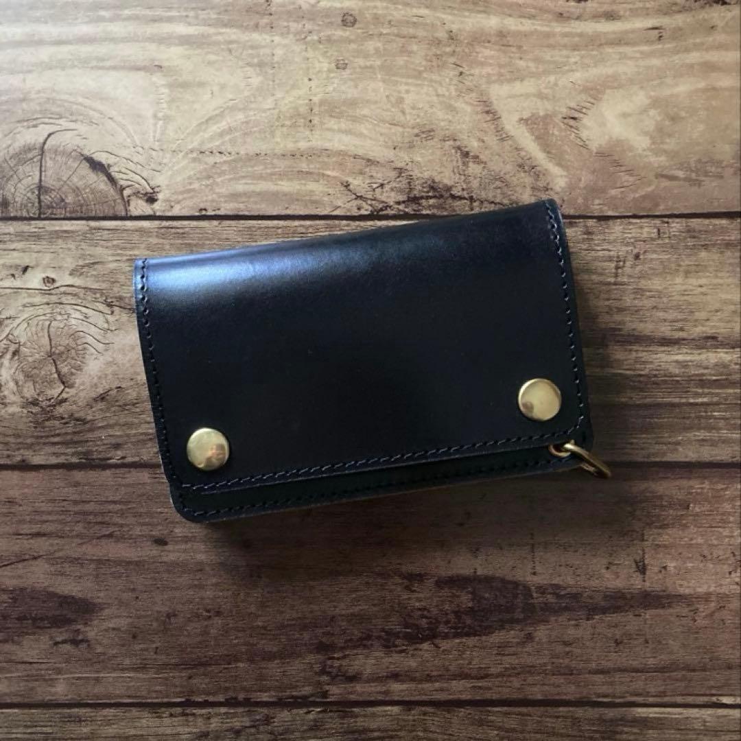 【やっほい】ミドルトラッカーウォレット 茶芯ブラック【お札を折らずに収納】