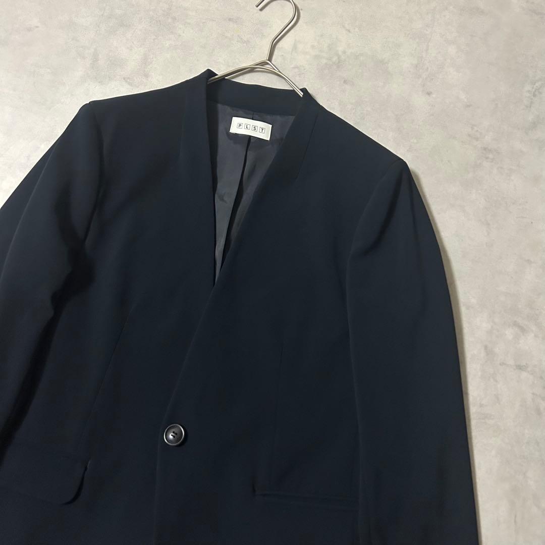 美品✨PLST スーツ セットアップ ノーカラー パンツ 1B 洗える XL