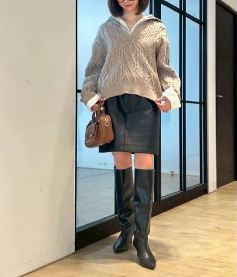 週末限定　ほぼ未使用　Arpege story シャツドッキングケーブルニット