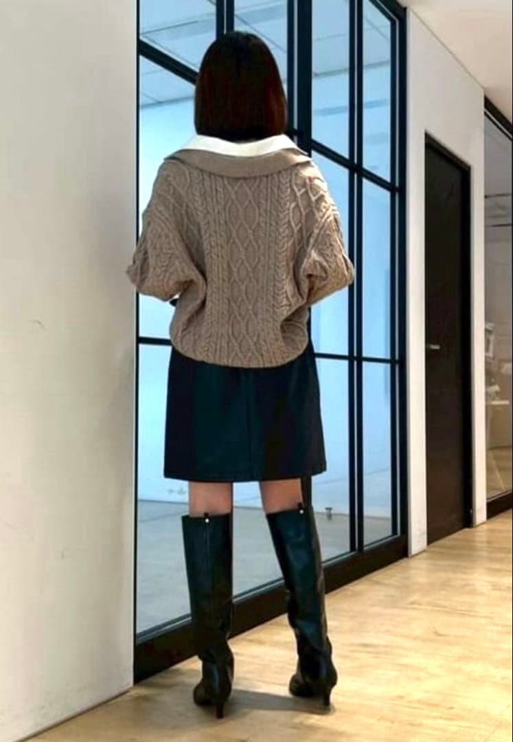 週末限定　ほぼ未使用　Arpege story シャツドッキングケーブルニット