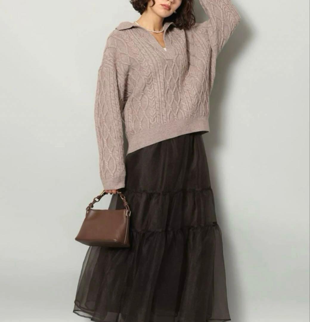 週末限定　ほぼ未使用　Arpege story シャツドッキングケーブルニット