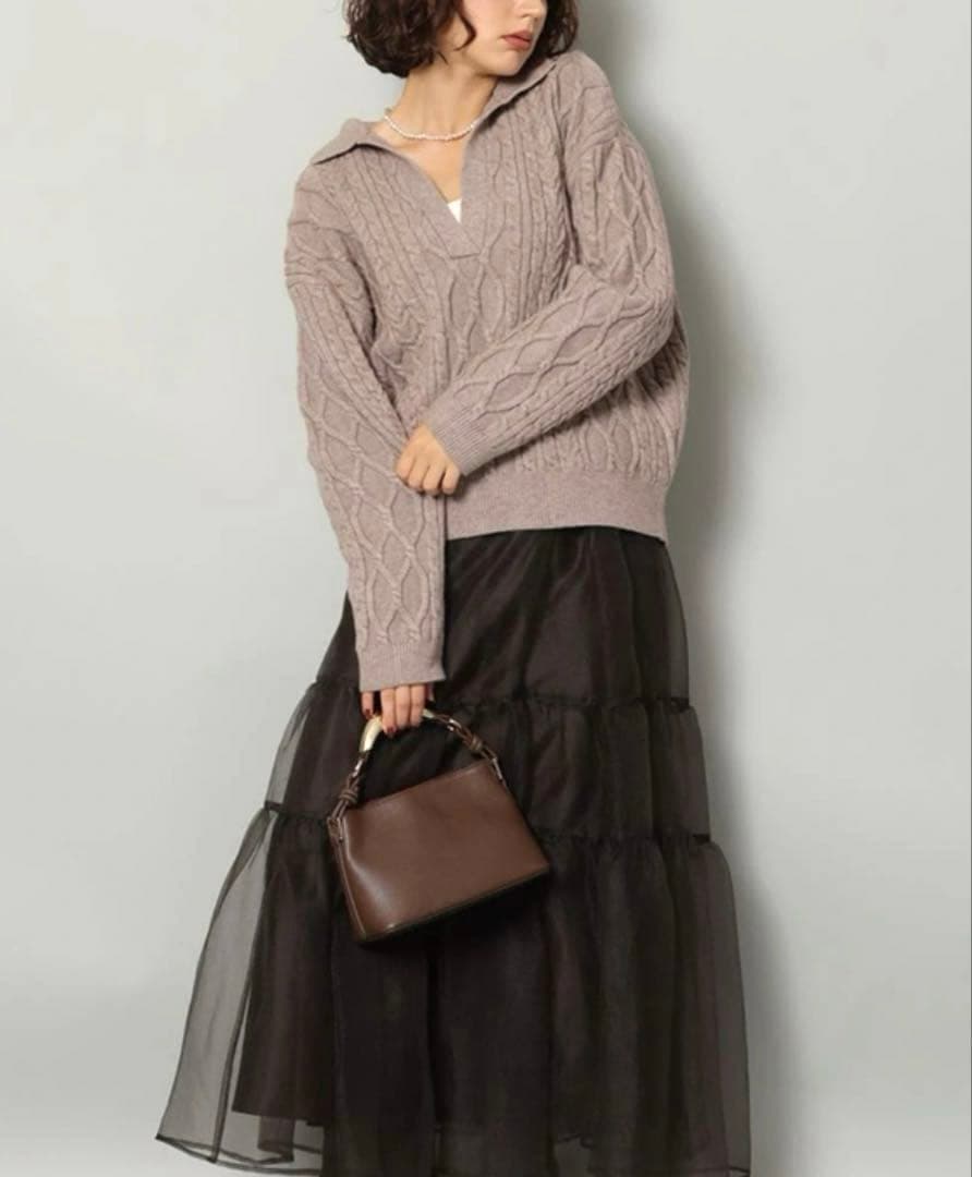 週末限定　ほぼ未使用　Arpege story シャツドッキングケーブルニット