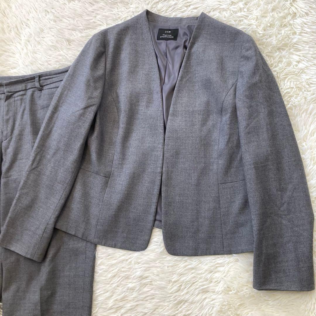 りっちょ 　23区　スーツ　ノーカラージャケット　パンツ　ウール