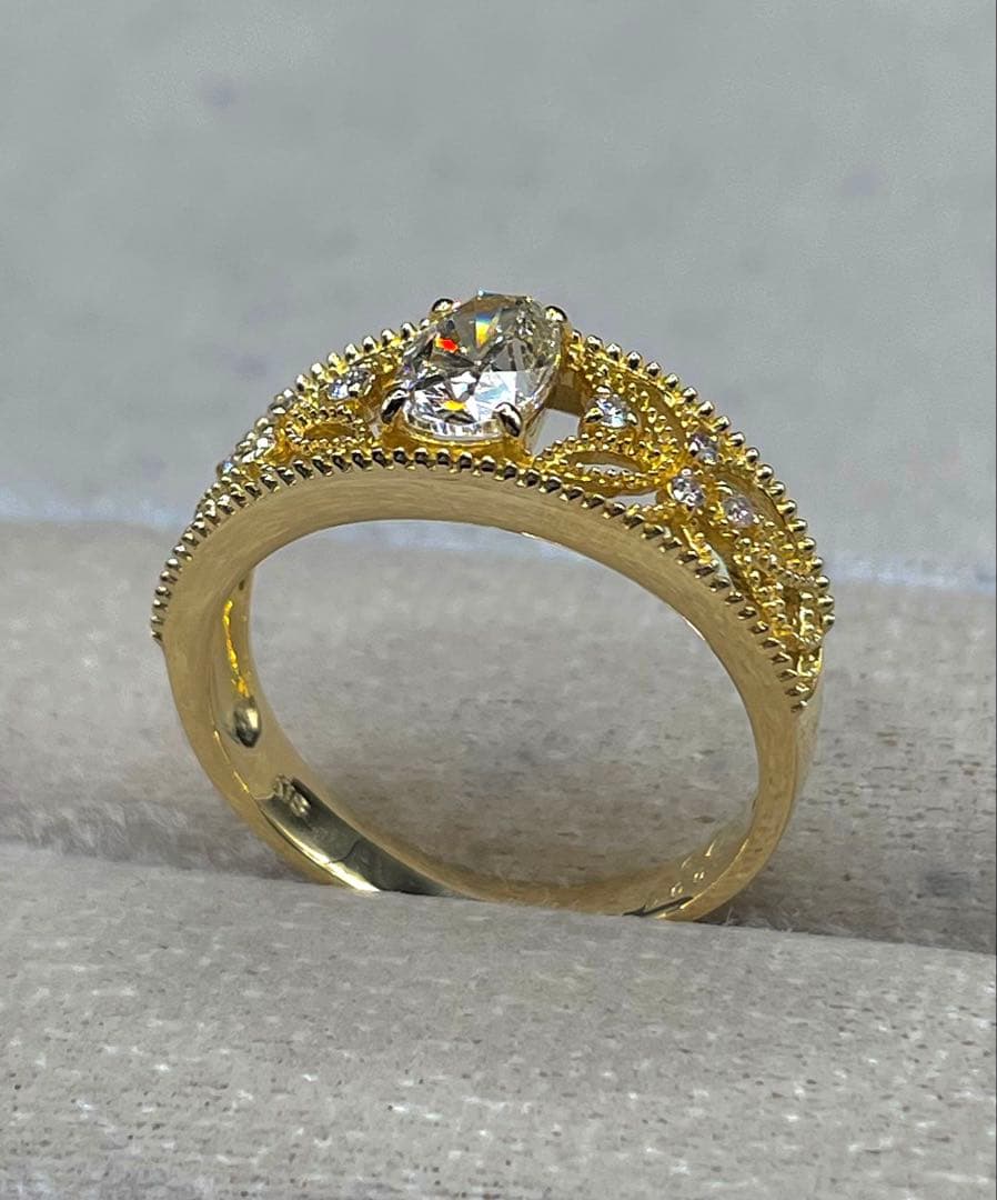 最終交渉可JA78★高級 大粒ダイヤモンド0.762ct K18リングCGLソ付