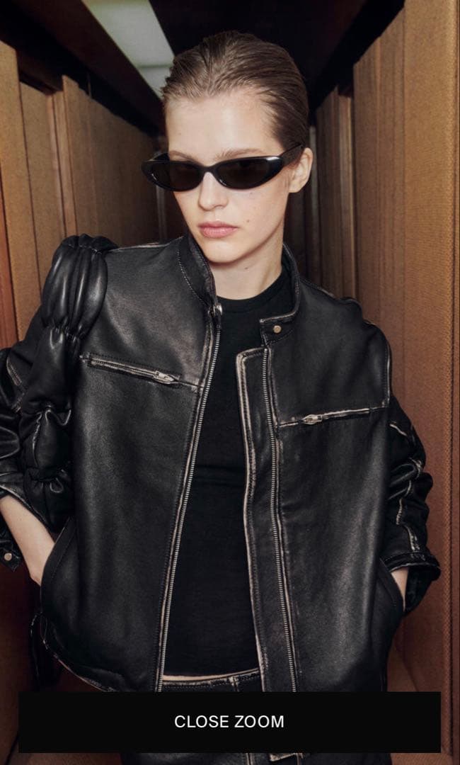 【新品未使用】COS レザー モートジャケット ブラック