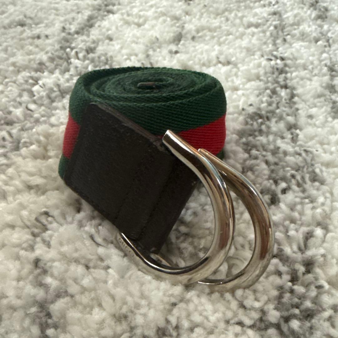 Gucci グリーン/レッド ストライプ ベルト