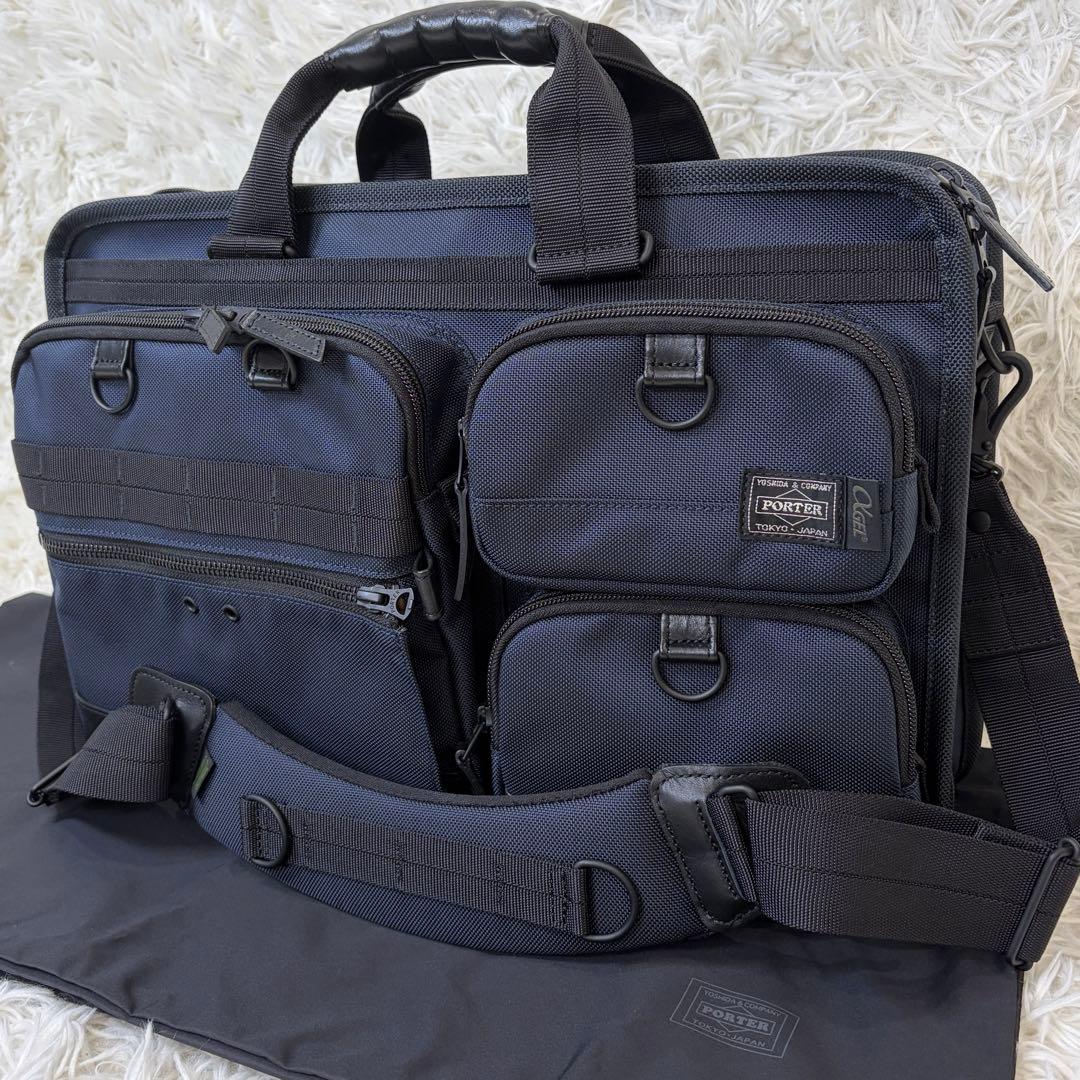 【新品同様】現行 PORTER×αGEL 2way ビジネスバッグ ネイビー