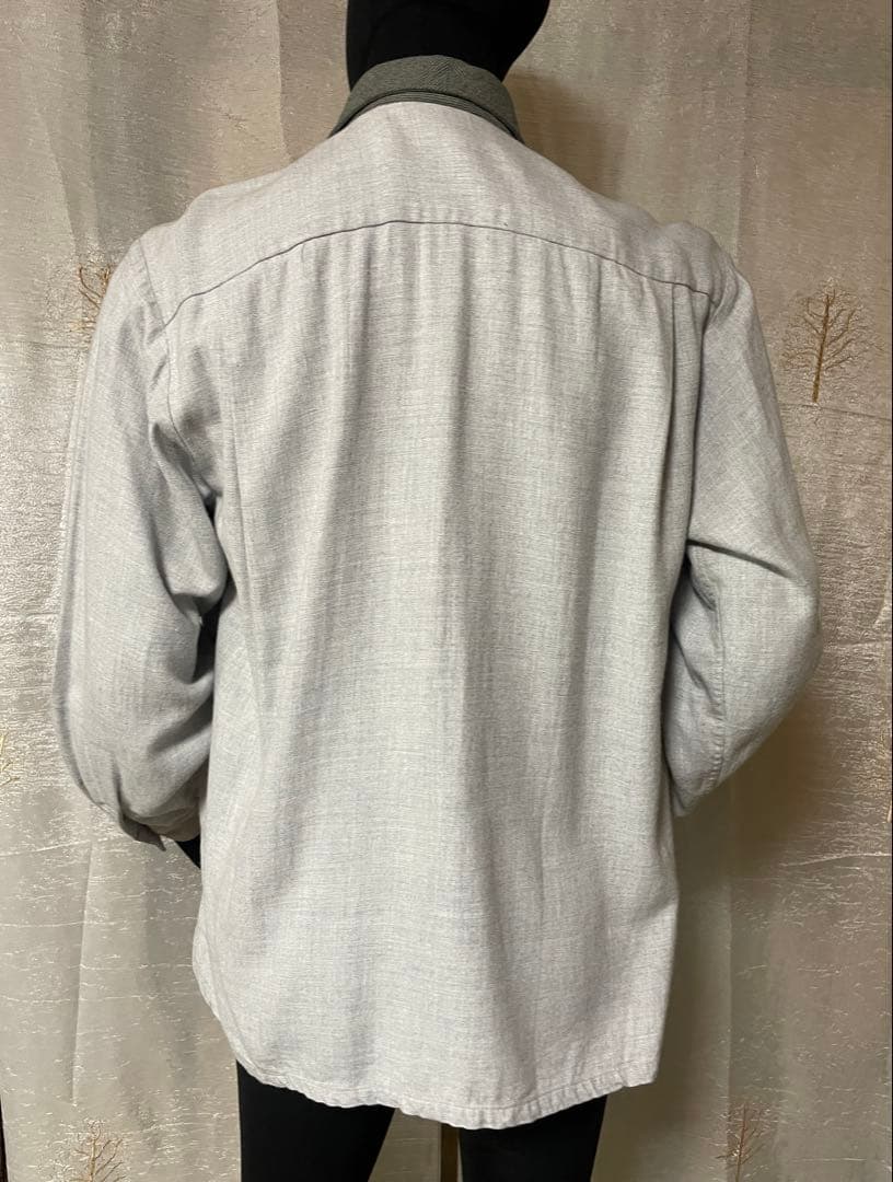 50's Dr Vinci グレー×ライトグレー　ストライプレーヨンシャツ