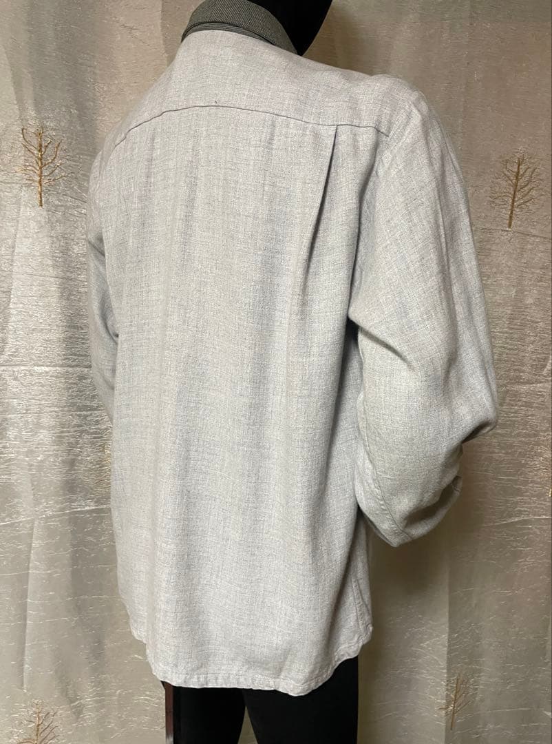 50's Dr Vinci グレー×ライトグレー　ストライプレーヨンシャツ