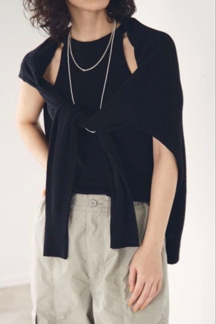 todayful レイヤードニットカーディガン