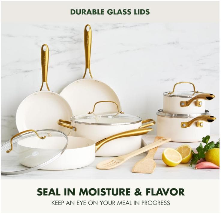 GreenPan調理器具12点セット セラミック製 蓋付き鍋&フライパン