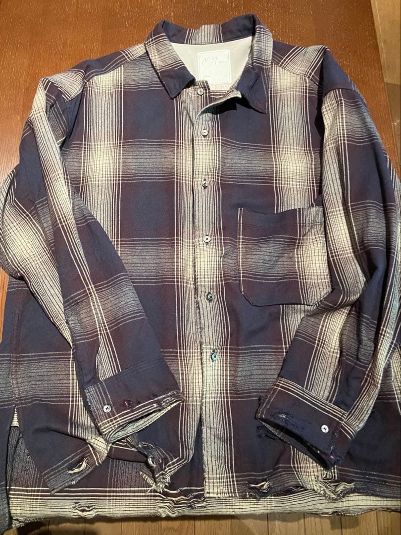 トップス ANCELLM DAMAGED FLANNEL CHECK SHIRT