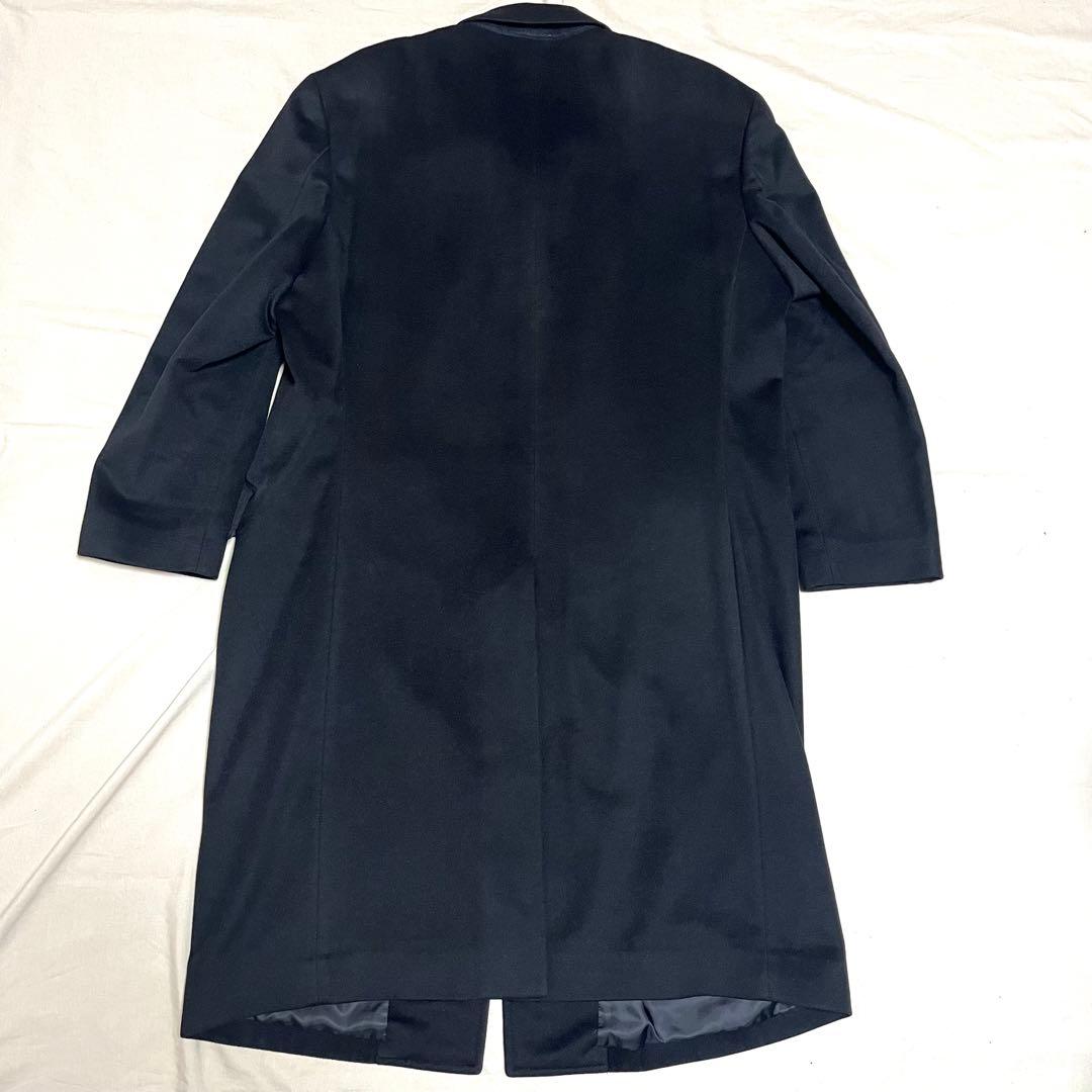 【カシミヤ100%　XL】 ダーバン　ロングチェスターコート　マキシ丈　美品　黒