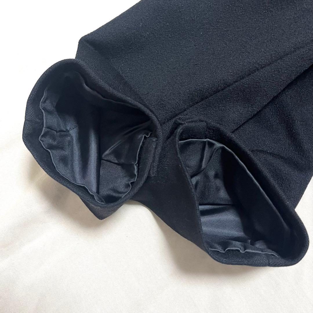 【カシミヤ100%　XL】 ダーバン　ロングチェスターコート　マキシ丈　美品　黒