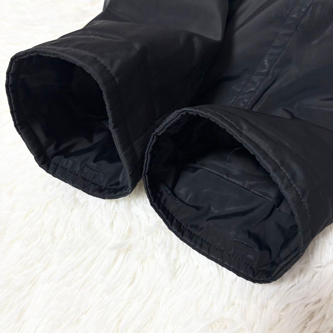 2XLサイズ バーバリー ノバチェック ロングダウンコート ラビットファー 黒