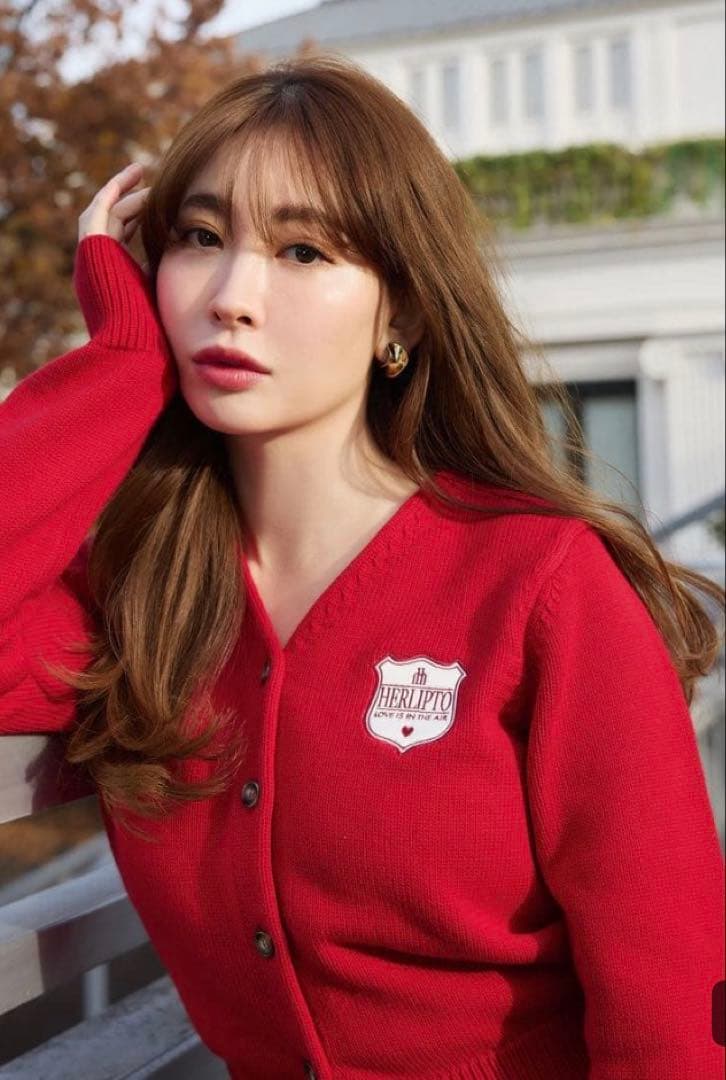 トップス Herlipto Be Mine Emblem Knit Cardigan