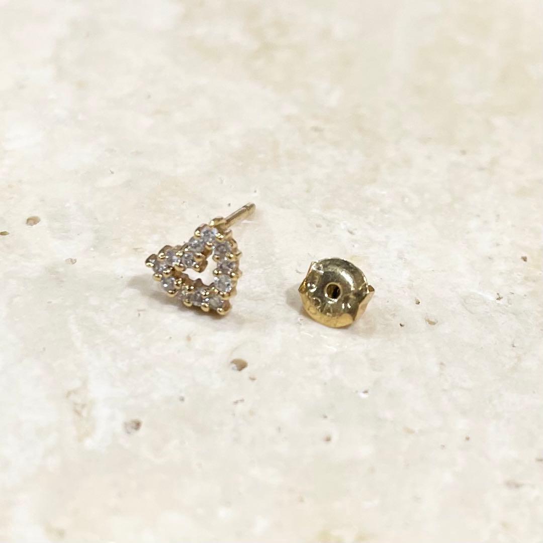 K18 ダイヤモンド ピアス ハート デザイン