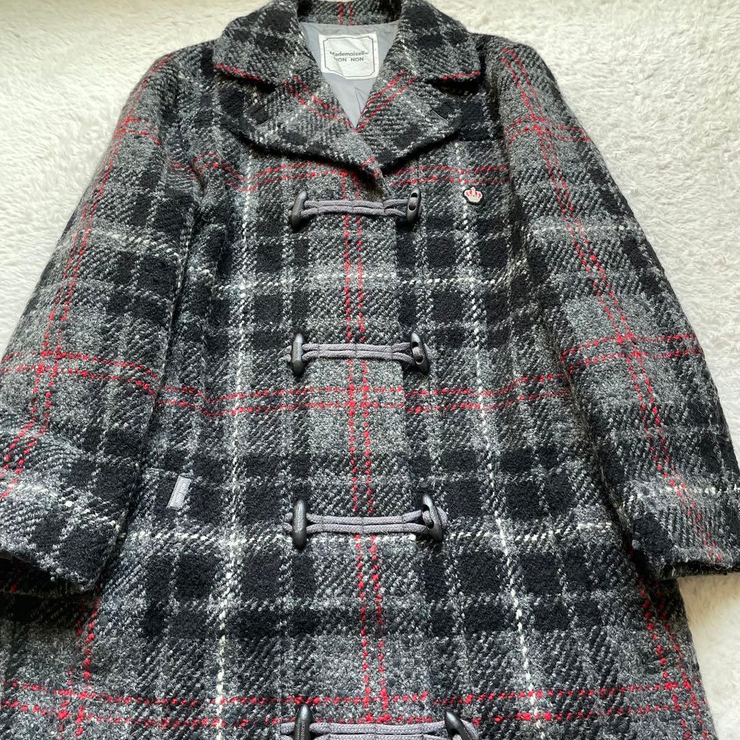 h*す様 マドモアゼルノンノン　ツイードダッフル　モノトーン　赤　テーラード襟
