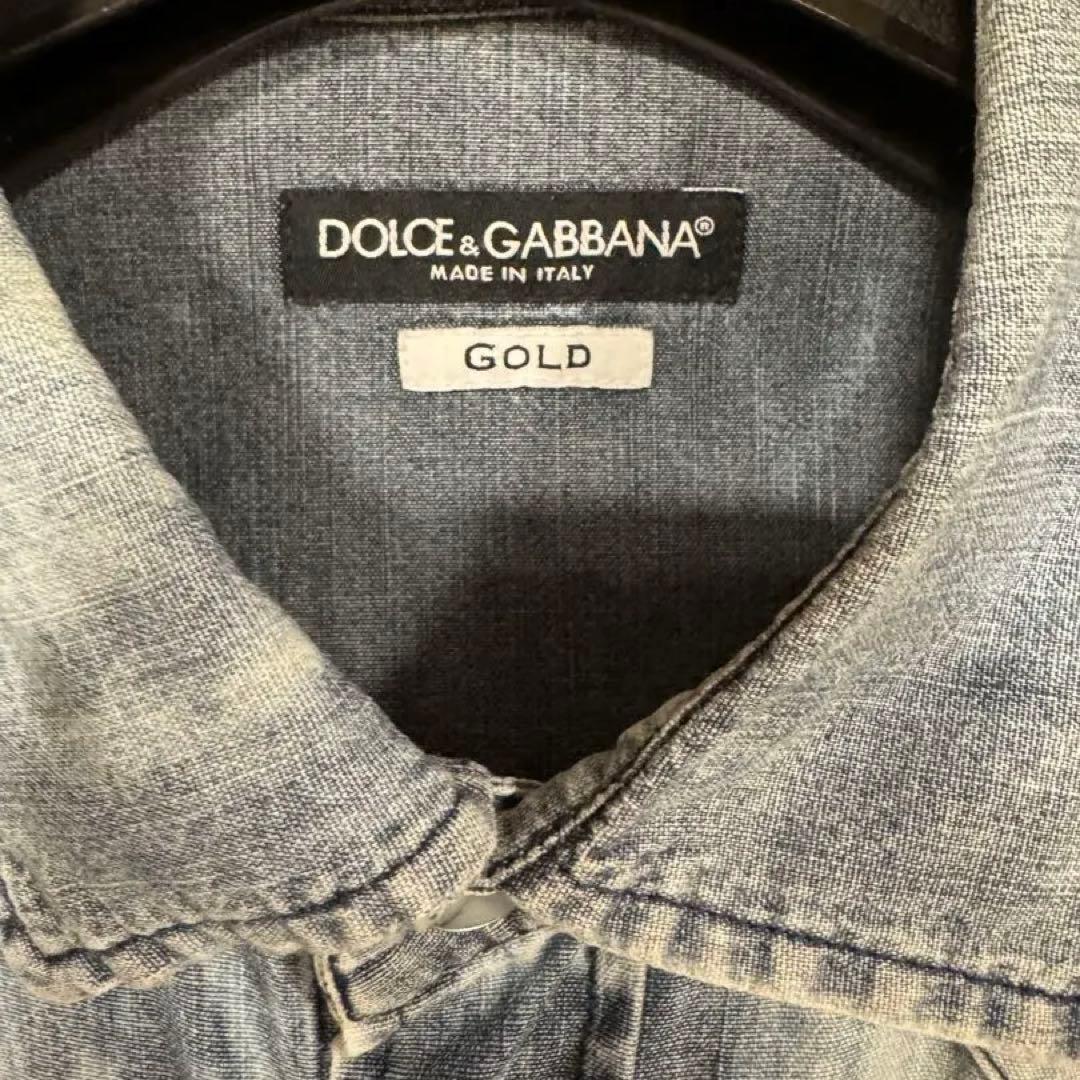 DOLCE & GABBANA デニムシャツ GOLD タイダイ加工 L 正規品