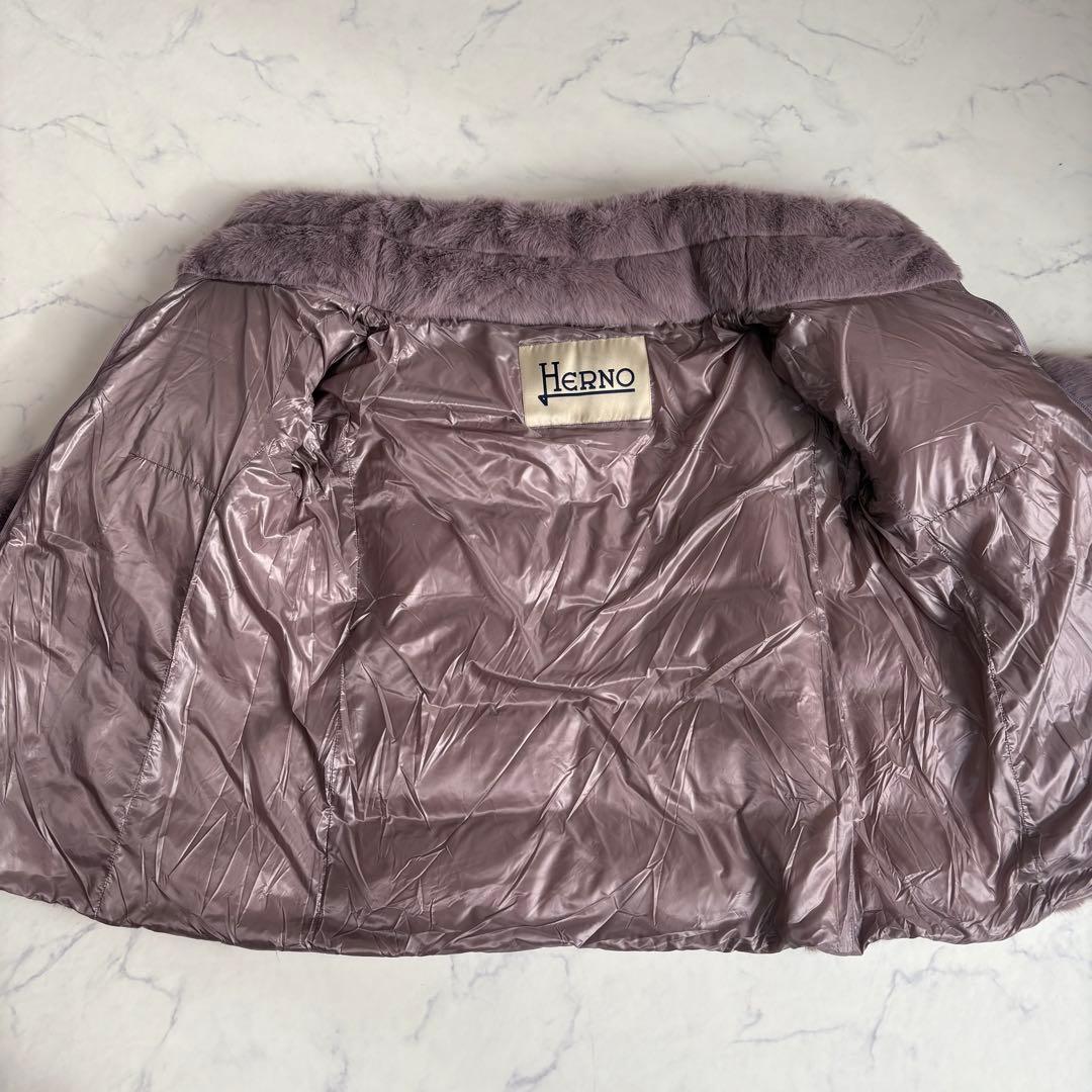 極美品 ヘルノ HERNO エコファー ダウンコート ダウンジャケット 42